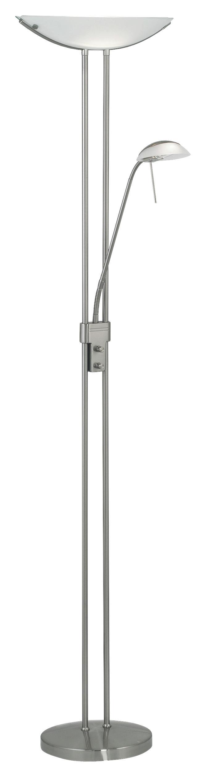 Stehleuchte Baya - Weiß/Nickelfarben, MODERN, Glas/Metall (44/180cm)