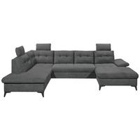 Wohnlandschaft Durban U mit Bettkasten Dunkelgrau - Schwarz/Graphitfarben, KONVENTIONELL, Textil (218/324/170cm) - MID.YOU