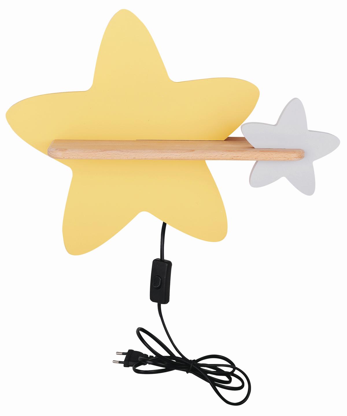 Kinderwandleuchte 21-75734 Star - Goldfarben/Grau, Basics, Holz/Holzwerkstoff (40/12/31cm)