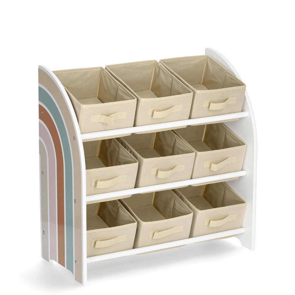 Kinderregal Rainbow - Beige/Weiß, Basics, Holzwerkstoff/Textil (65/30/64cm) - Zeller Present