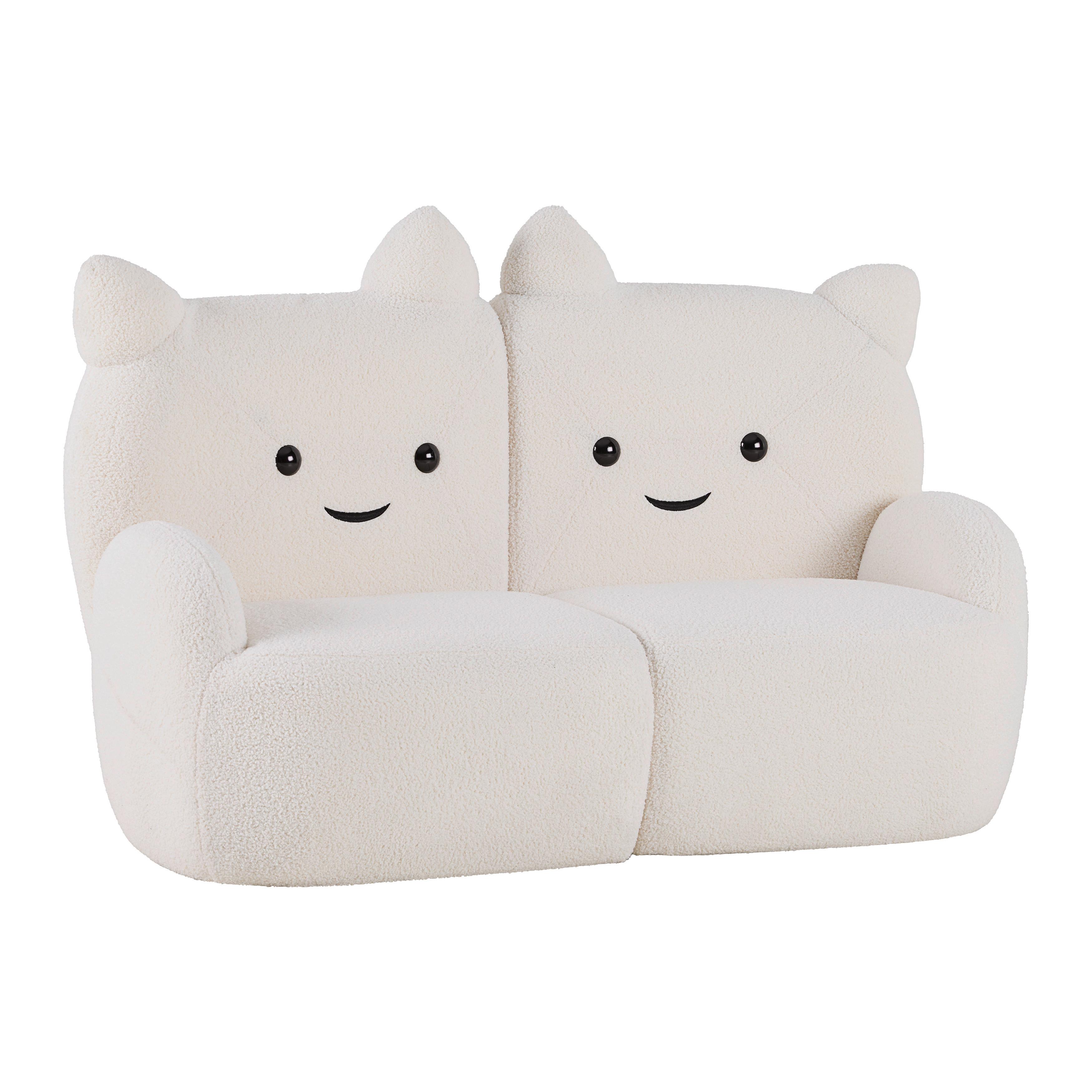 Pohovka KITTI, bílá tkanina TEDDY - bílá, Romantický / Rustikální, dřevo/textil (121/42/78cm) - Premium Living