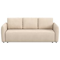 Megasofa mit Bettfunktion Flow Mikrofaser natur, B: 222cm - Schwarz/Naturfarben, Trend, Textil (222/89/102cm) - MID.YOU