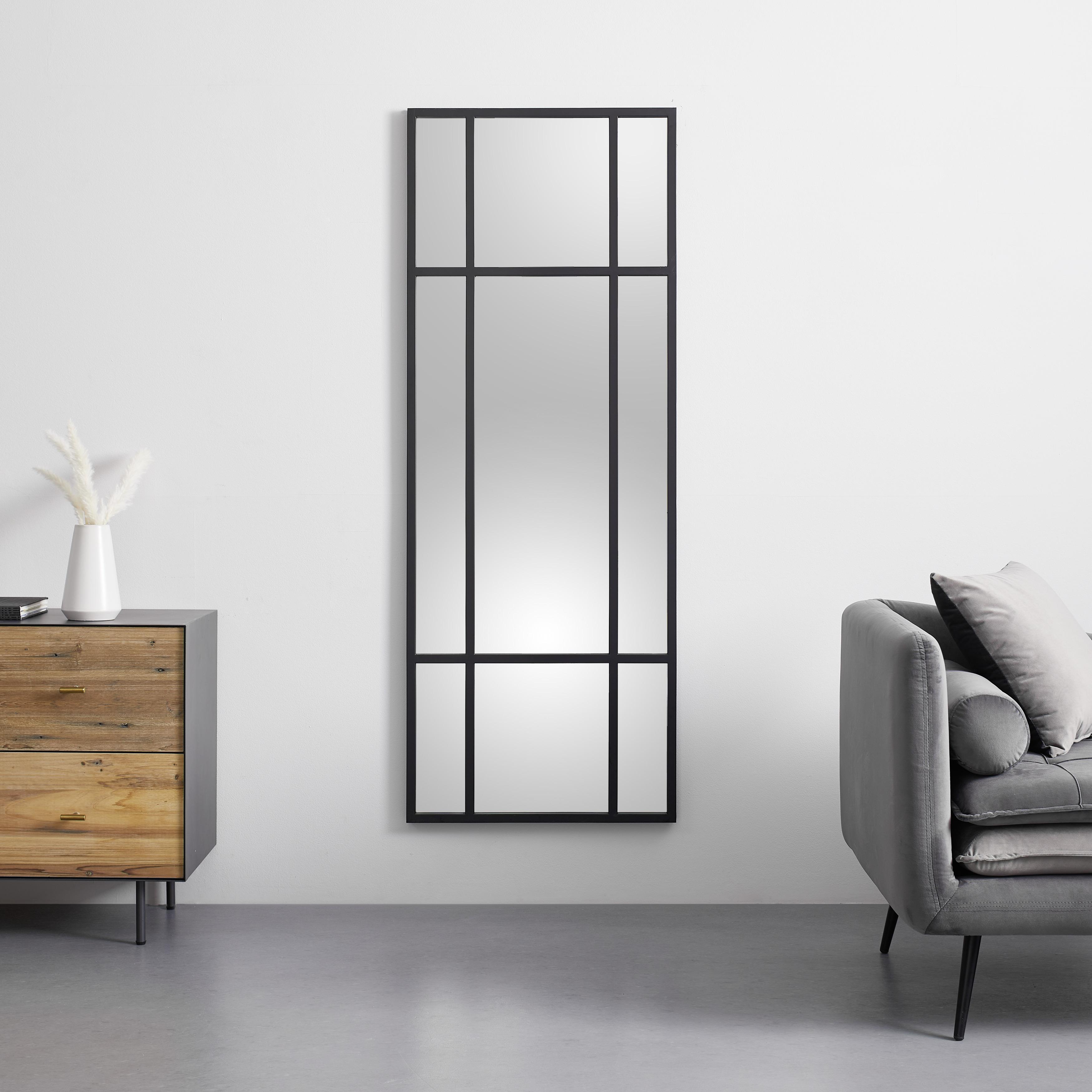 Zrcadlo Jill - černá, Moderní, kov/kompozitní dřevo (60/160/3cm) - Bessagi Home