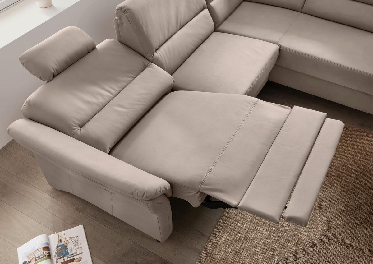 Ecksofa Cavoli, Beige S: 266x190 cm - Beige/Schwarz, MODERN, Textil (266/190cm) - Livetastic