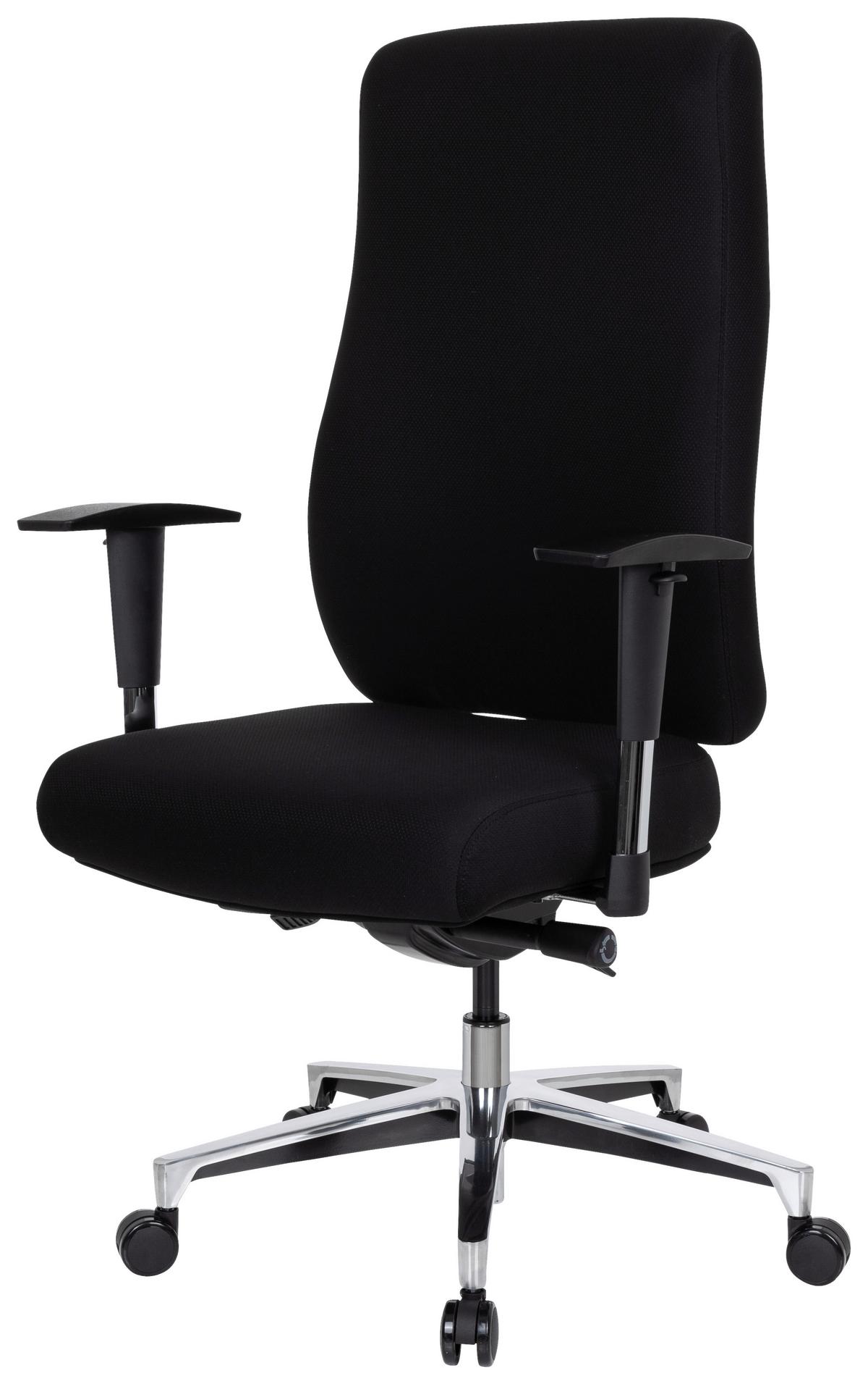 Bürostuhl Forcom Mit Wippfunktion Schwarz - Silberfarben/Schwarz, Basics, Kunststoff/Textil (69/122/65cm) - MID.YOU