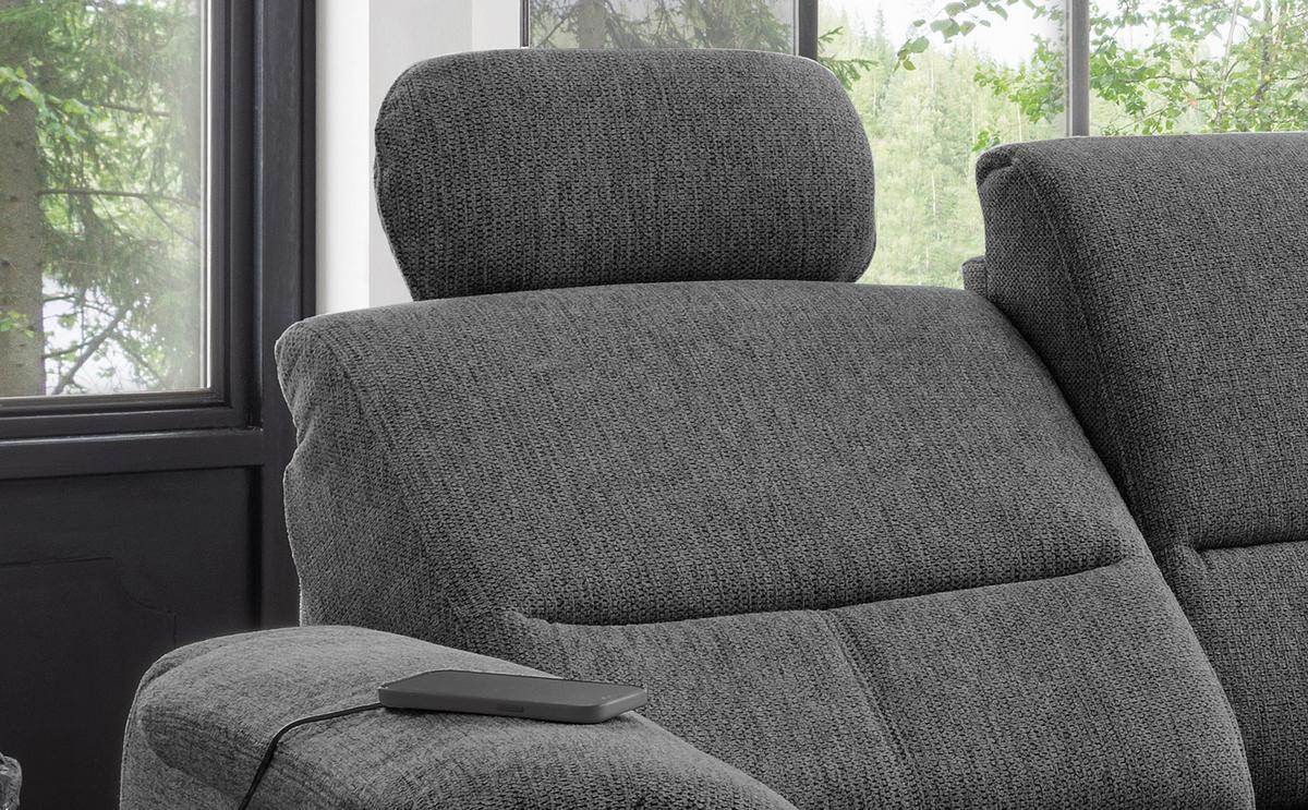 Ecksofa Mit Bettkasten Parole Anthrazit Chenille - Chromfarben/Anthrazit, MODERN, Textil (231/165cm) - Livetastic