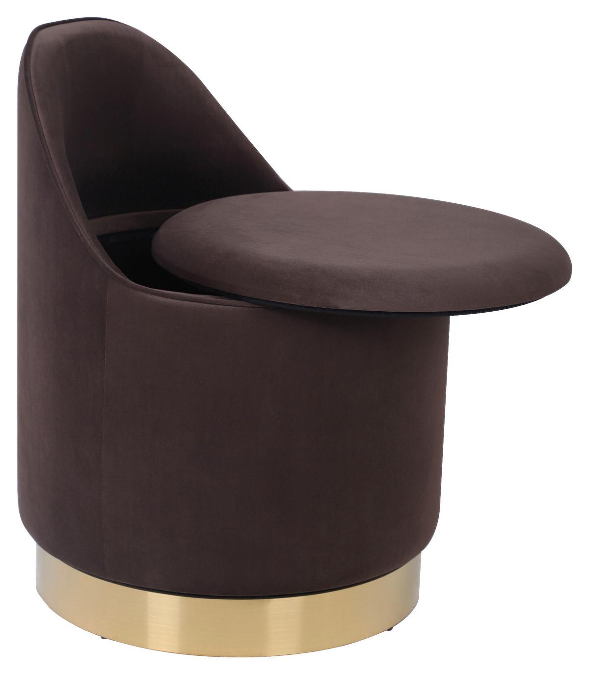 Drehhocker Viktor 125 Braun D: 52 Cm - Goldfarben/Braun, Design, Textil/Metall (52/68cm) - Kayoom