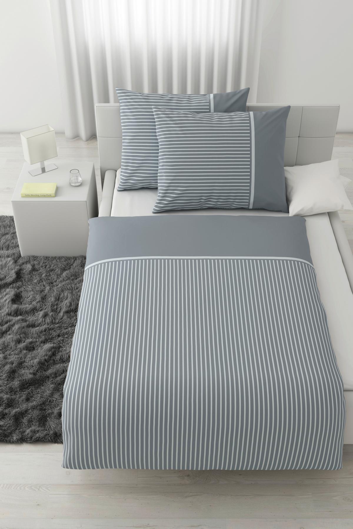 Bettwäsche Johannes XXL Graublau ca. 200x220cm - sivomodrá, Konventionell, textil (200/220cm) - Mömax