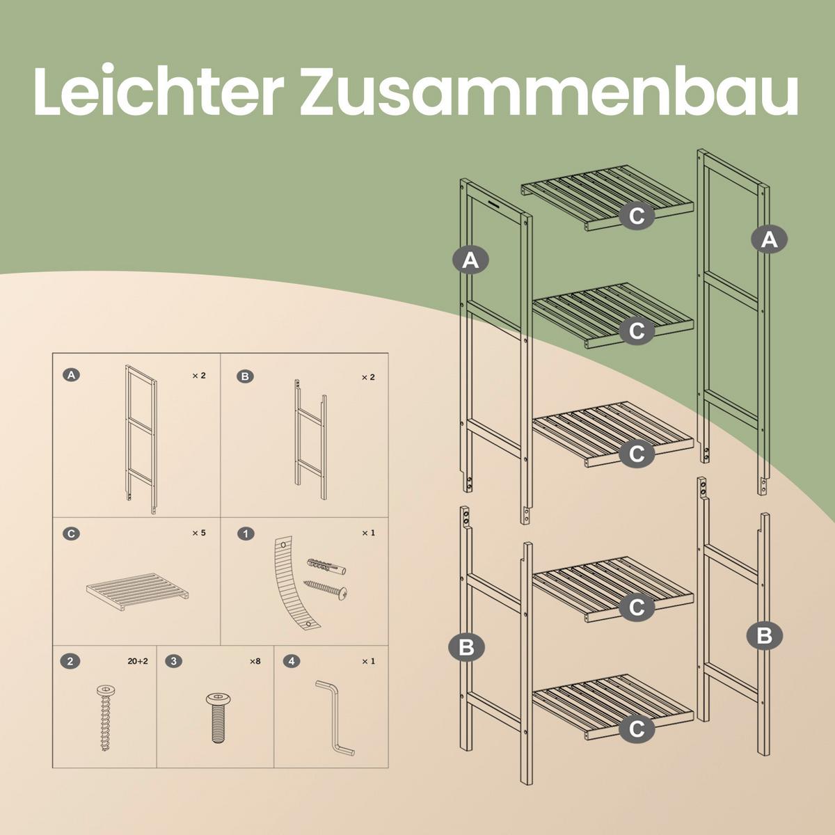 Badezimmerregal Naturfarben B: 33 cm - Naturfarben, Basics, Holz (33/146/33cm)
