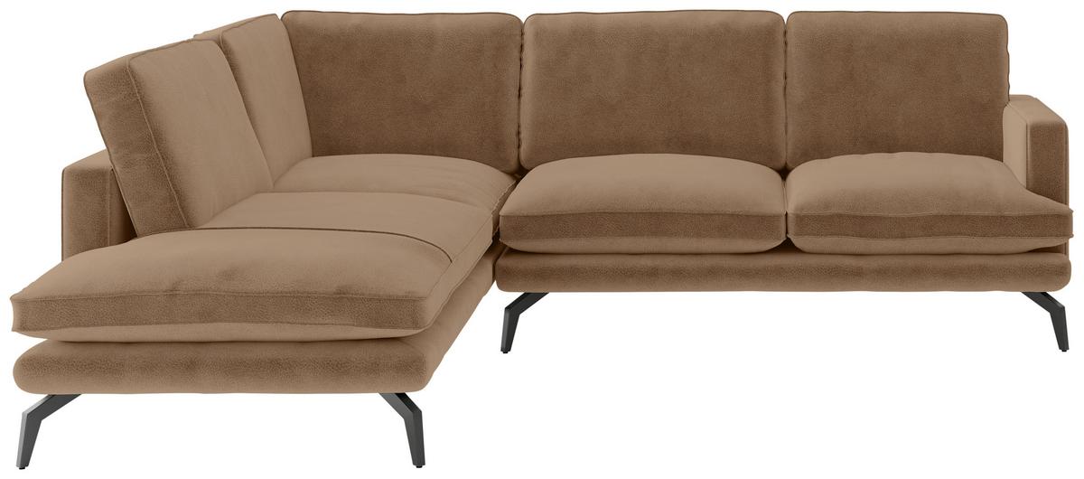 Ecksofa Bali - Dunkelgelb/Schwarz, Design, Textil (202/250cm) - Livetastic