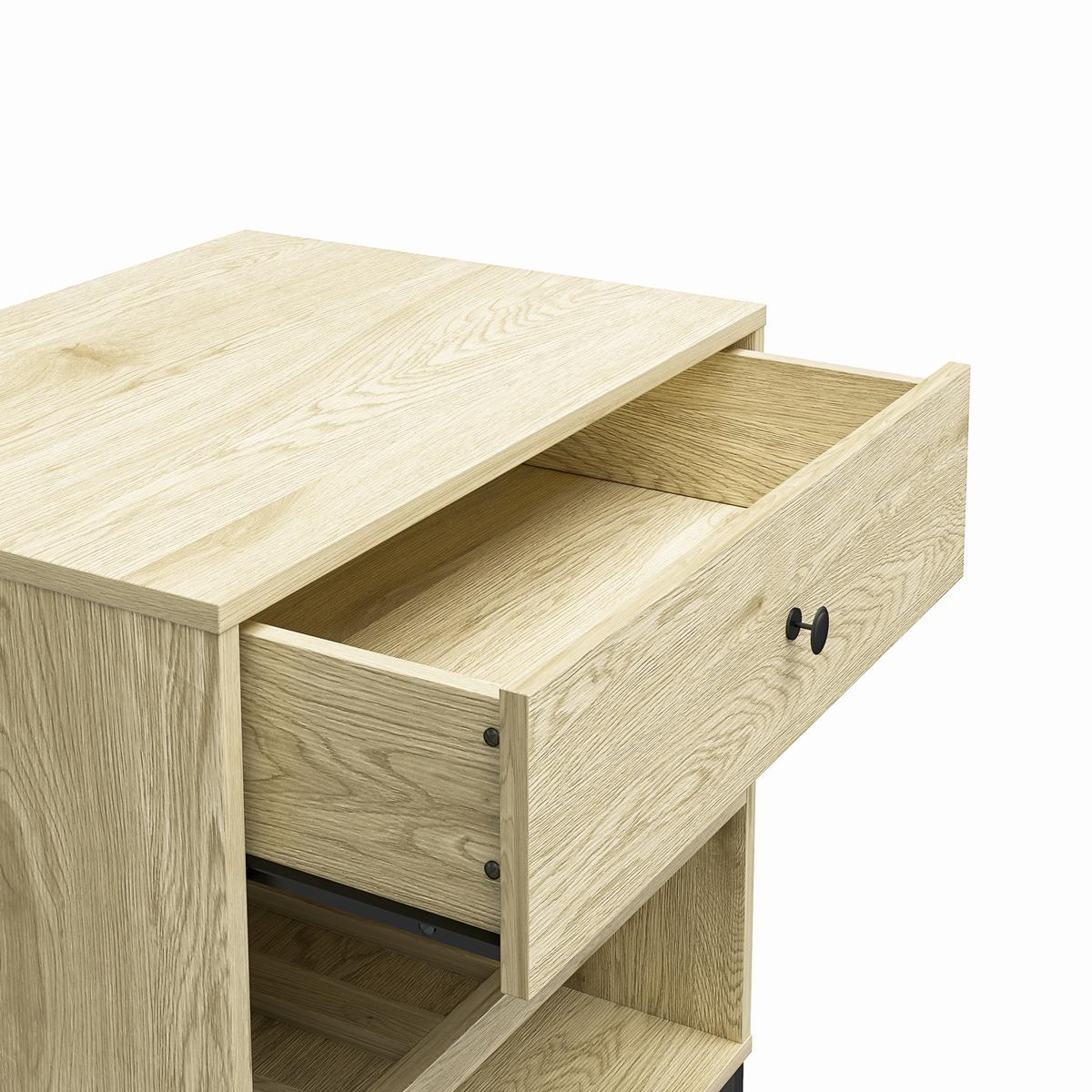 Nachttisch Tamlin Eichefarben B: 59 Cm - Eichefarben/Schwarz, Design, Papier/Holzwerkstoff (59/82/43cm) - MID.YOU