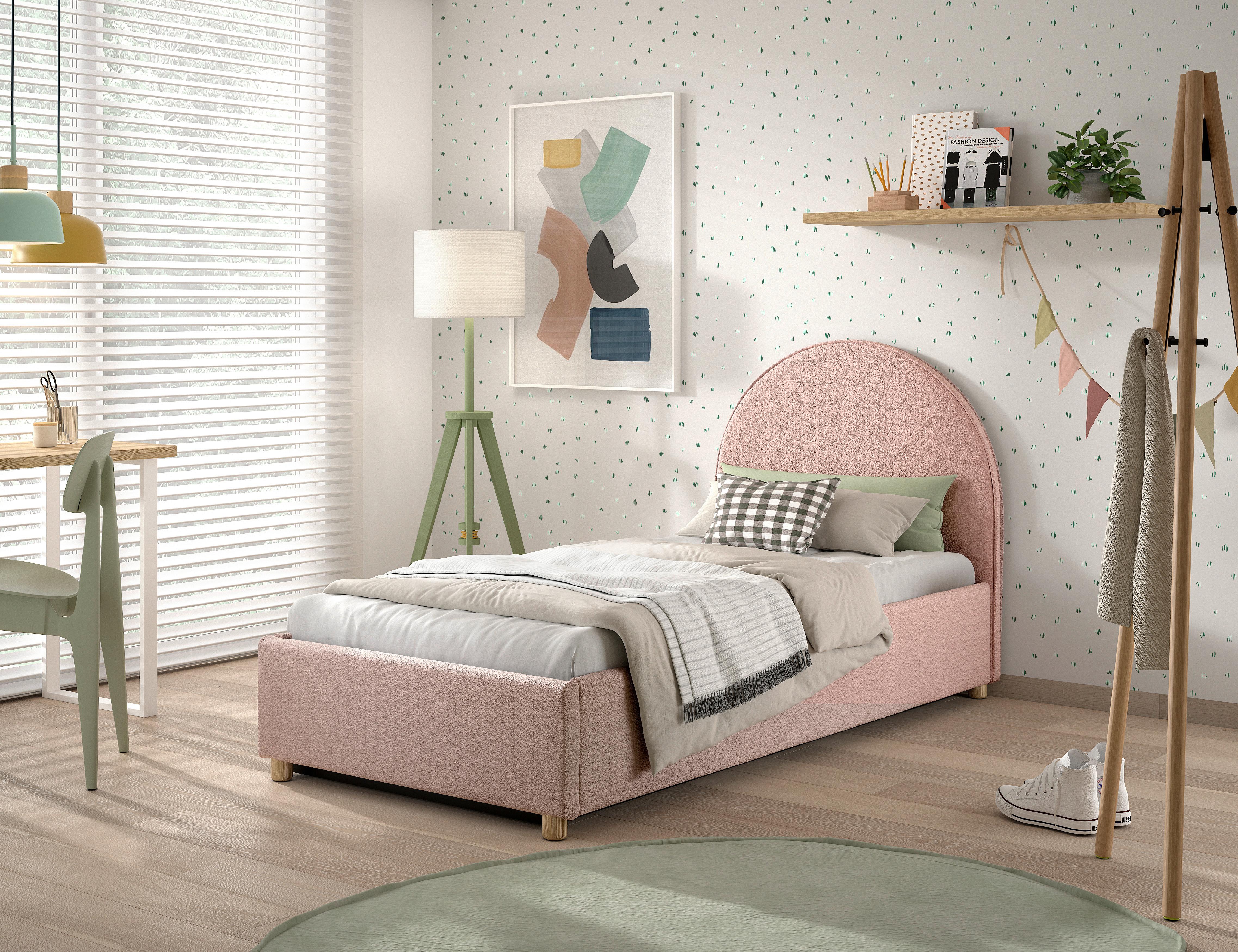 KINDER-/JUNIORBETT Moon Rosa 90x200cm - Rosa/Naturfarben, ROMANTIK / LANDHAUS, Holz/Textil (90/200cm) - Vipack