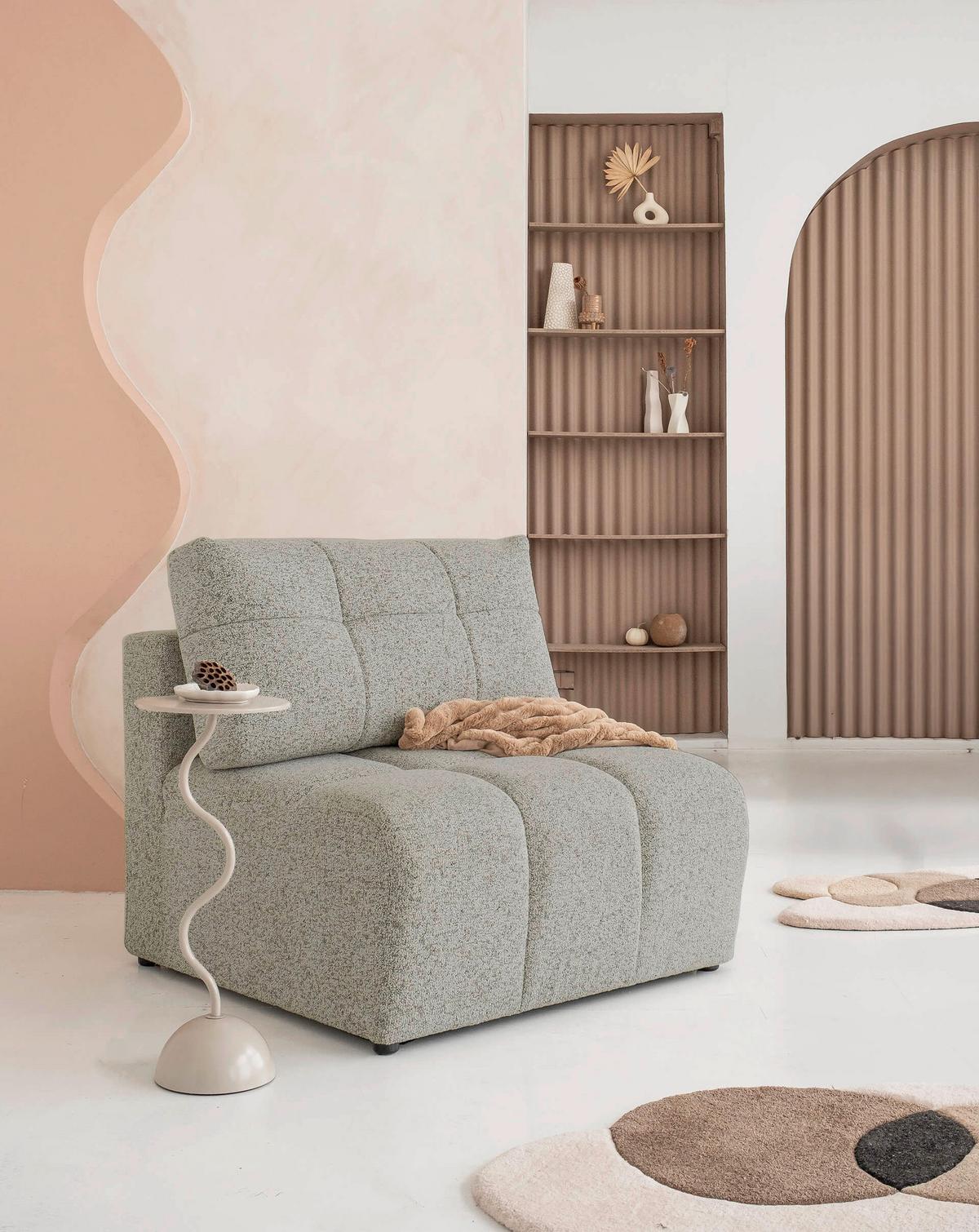 Sofaelement Lulu Grau B: 96cm - Schwarz/Grau, Design, Textil (96/94/96cm) - MID.YOU