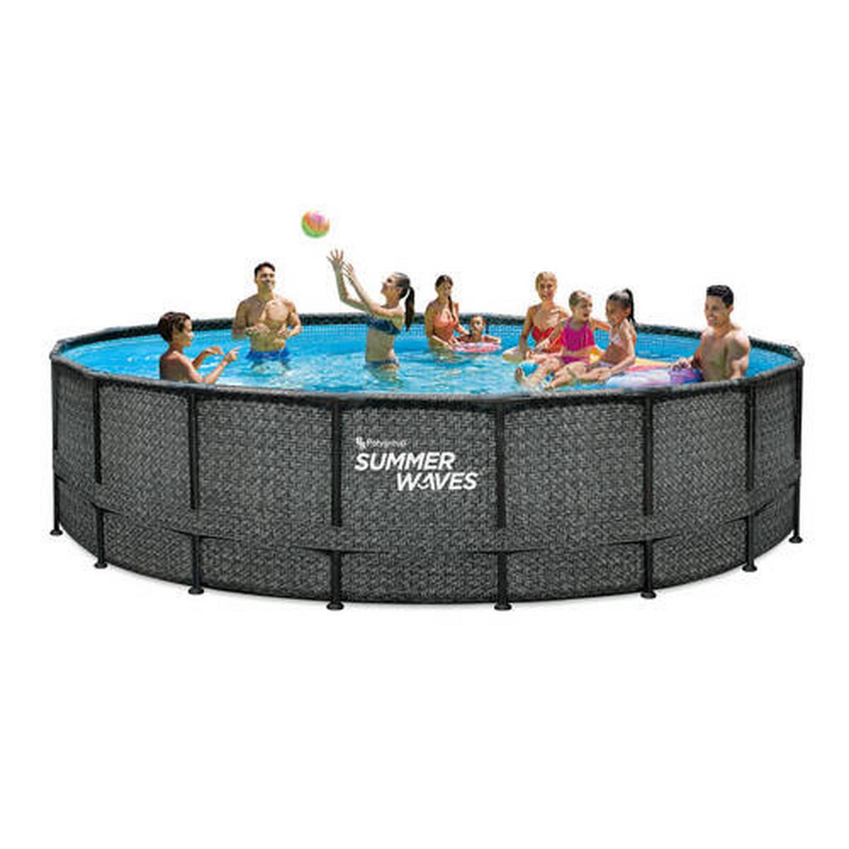 Aufstellpool Rund mit Leiter D: 549 cm - Grau, KONVENTIONELL, Kunststoff (549/132cm)