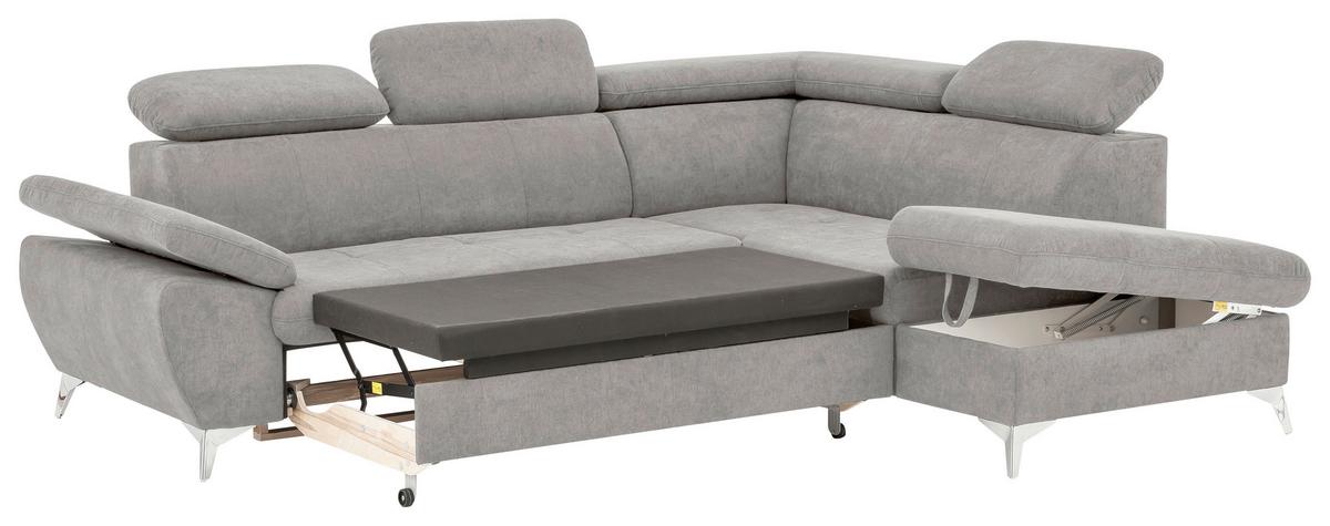 Ecksofa Mit Schlaffunktion Gisele - Chromfarben/Grau, KONVENTIONELL, Textil (256/209cm) - Livetastic