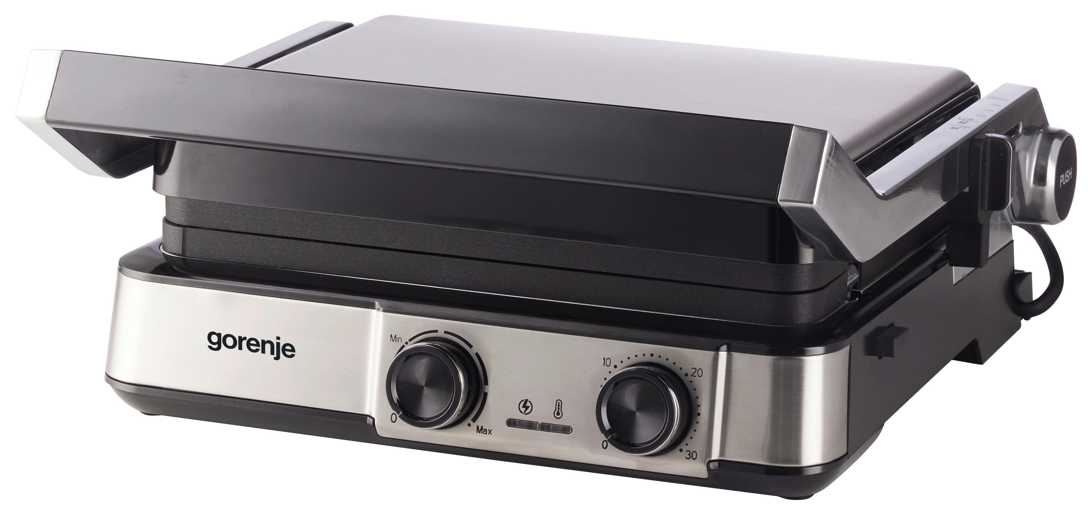 Kontaktgrill 2000w, Bis 230c - Silberfarben/Schwarz, Basics, Kunststoff/Metall (36,4/16,5/33,5cm) - Gorenje