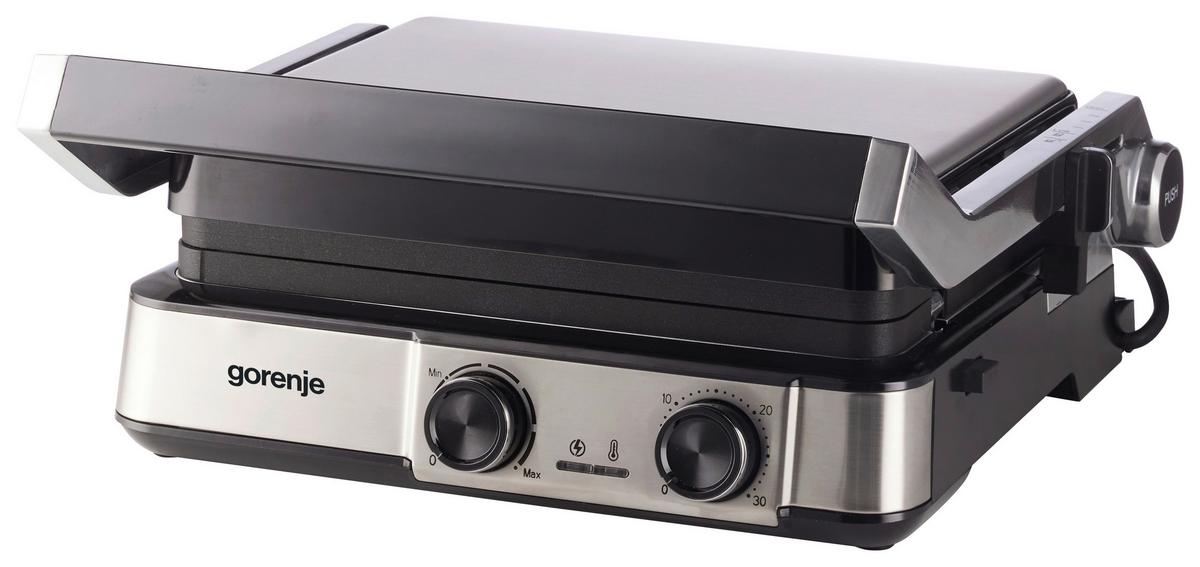 Kontaktgrill 2000w, Bis 230c - Silberfarben/Schwarz, Basics, Kunststoff/Metall (36,4/16,5/33,5cm) - Gorenje