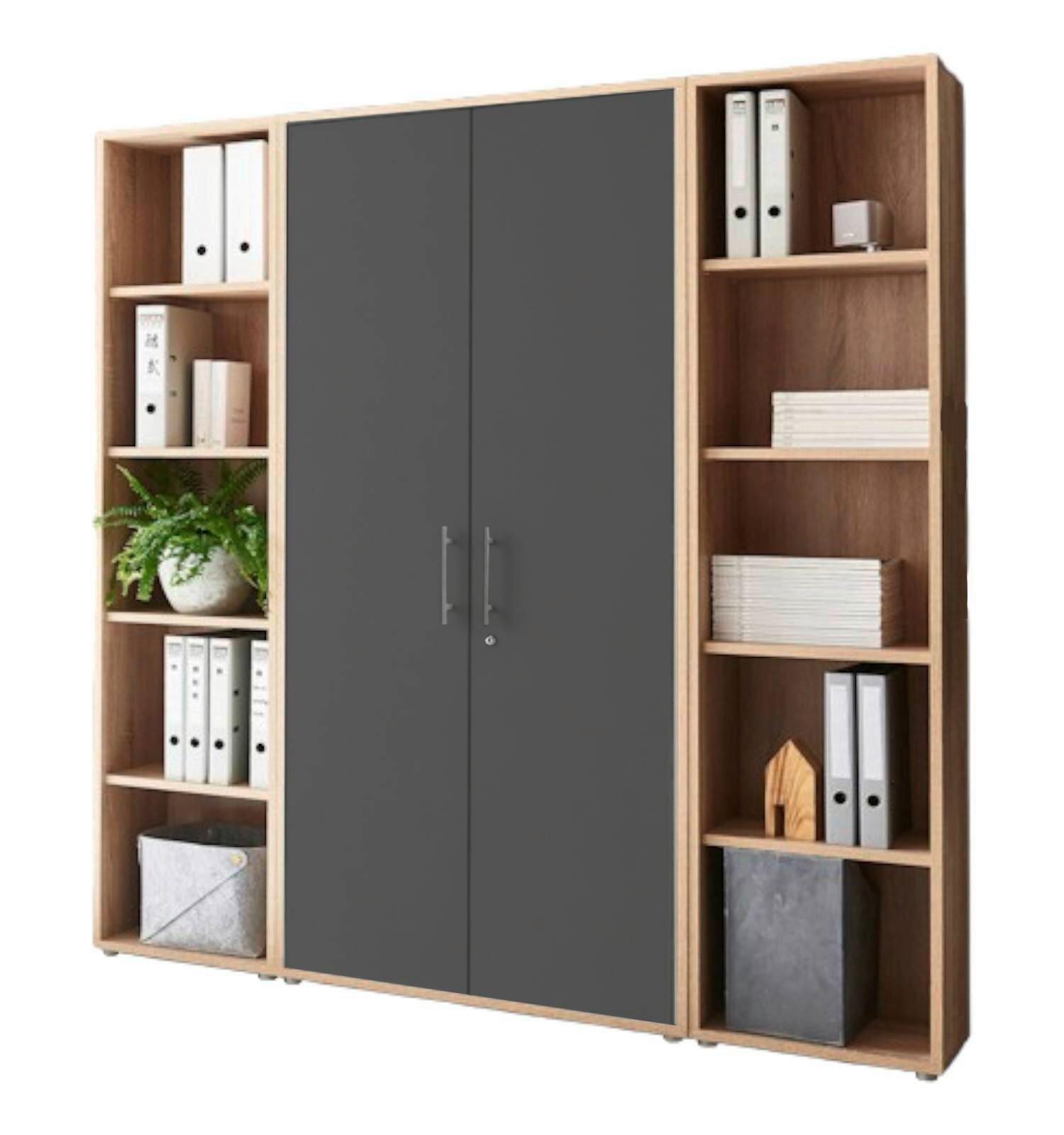 AKTENSCHRANK OFFICE EDITION - SW SET 3 - Anthrazit/Sonoma Eiche, MODERN, Holzwerkstoff (172,6/185,6/33cm) - MID.YOU