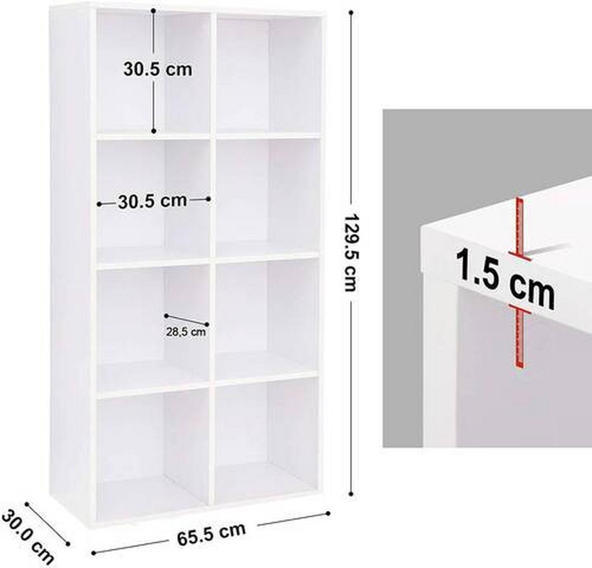 Bücherwand B: 65,5 cm Weiß - Weiß, Basics, Holzwerkstoff (65,5/129,5/30cm) - Boxxx