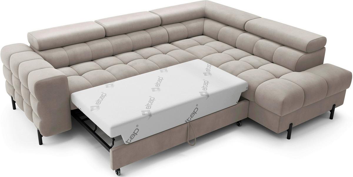 Ecksofa Ferucce Beige S: 276x200 Cm - Beige/Schwarz, Design, Textil (276/200cm) - MID.YOU