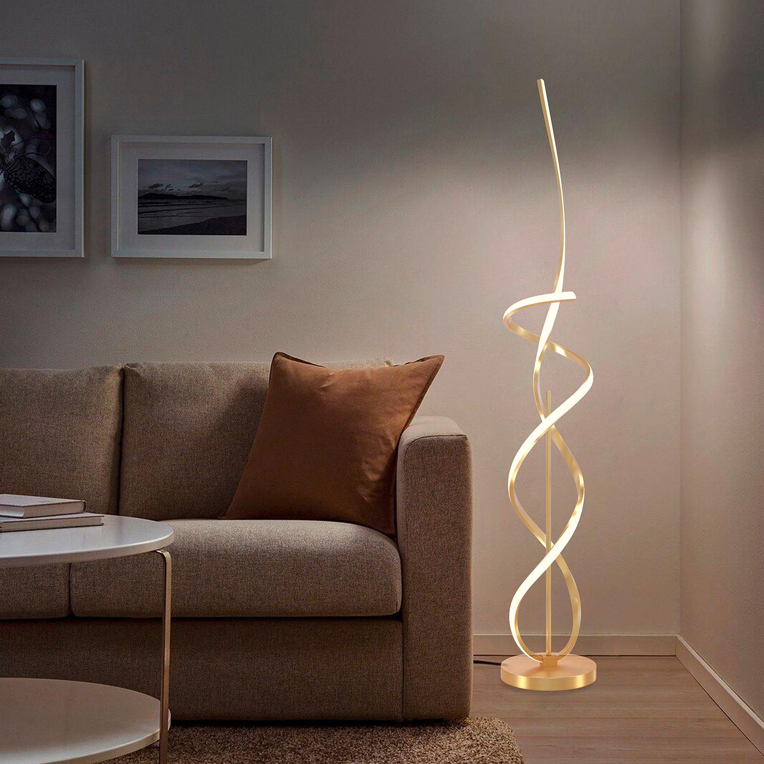 LED-Stehleuchte Kira Goldfarben L: 25 cm - Beige/Goldfarben, Design, Kunststoff/Metall (25/25/140cm)