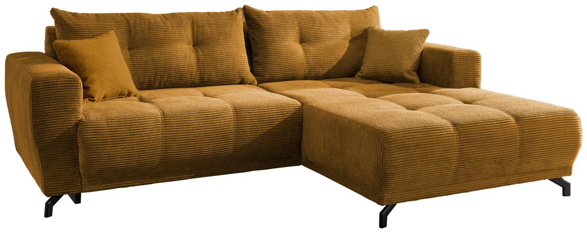 Ecksofa Restato Goldfarben S: 246/177 Cm - Goldfarben/Schwarz, MODERN, Holz/Textil (246/177cm) - MID.YOU