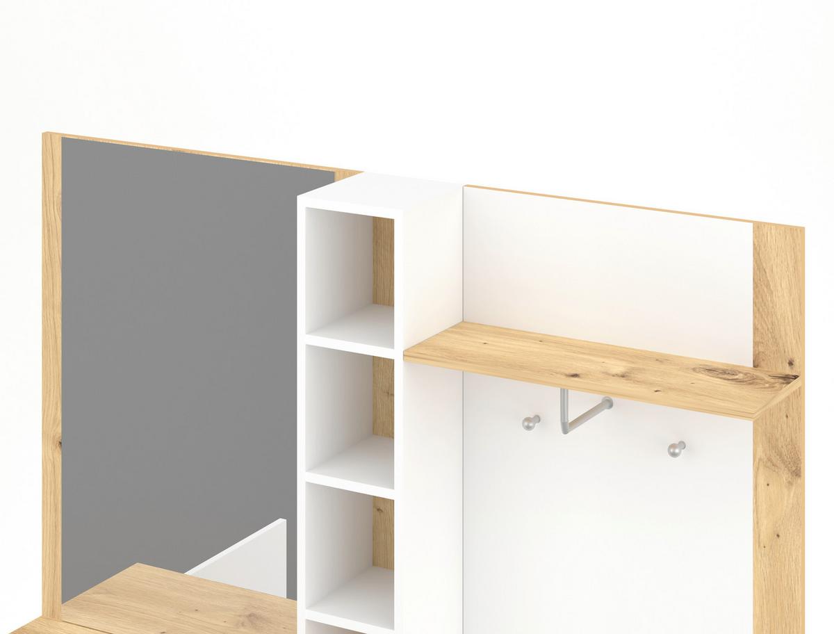 Predsieňový nábytk VIZA, dub artisan, biela - biela/dub artisan, Konventionell, kompozitné drevo (150/190/31,8cm)