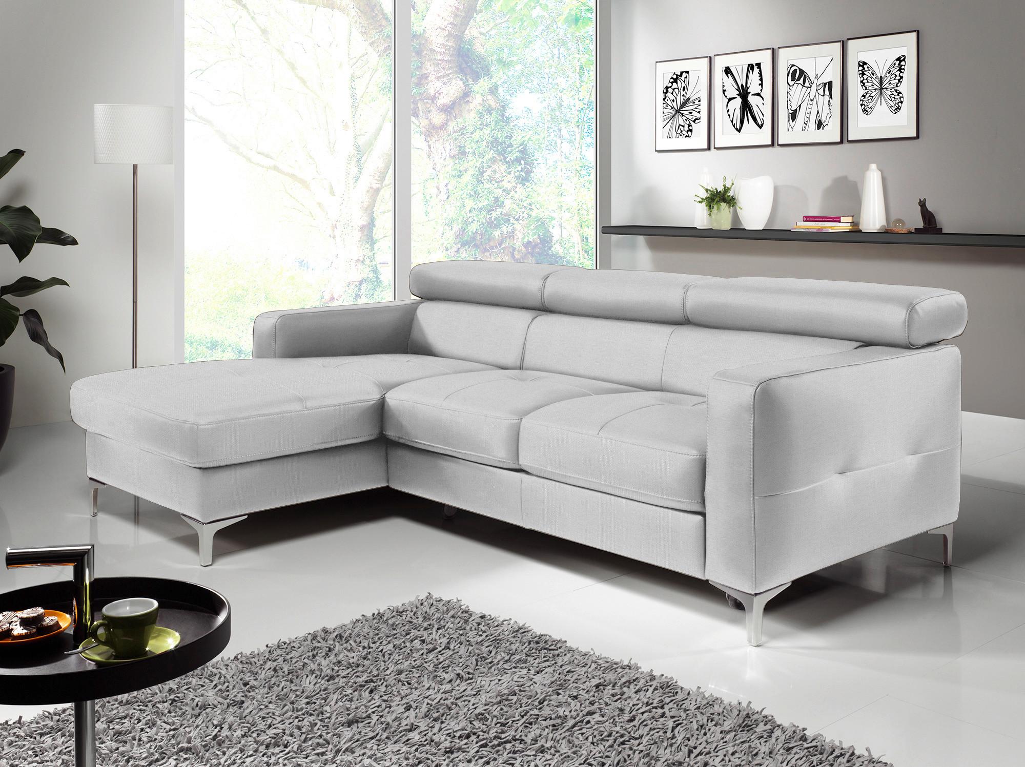Ecksofa Sammy Hellgrau - Chromfarben/Hellgrau, Design, Textil (169/226cm) - Livetastic