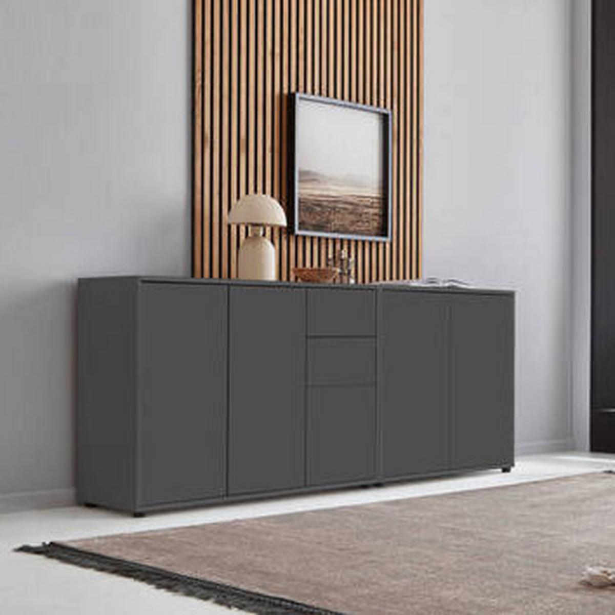 Sideboard Mailland Anthrazit B: 184,5cm - Anthrazit/Schwarz, MODERN, Holzwerkstoff (184,5/73/33cm) - MID.YOU