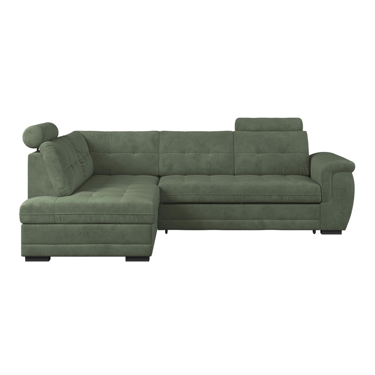 Ecksofa mit Schlaffunktion Falco new Grün 183x251 cm - Schwarz/Grün, KONVENTIONELL, Textil (183/251cm) - Ondega