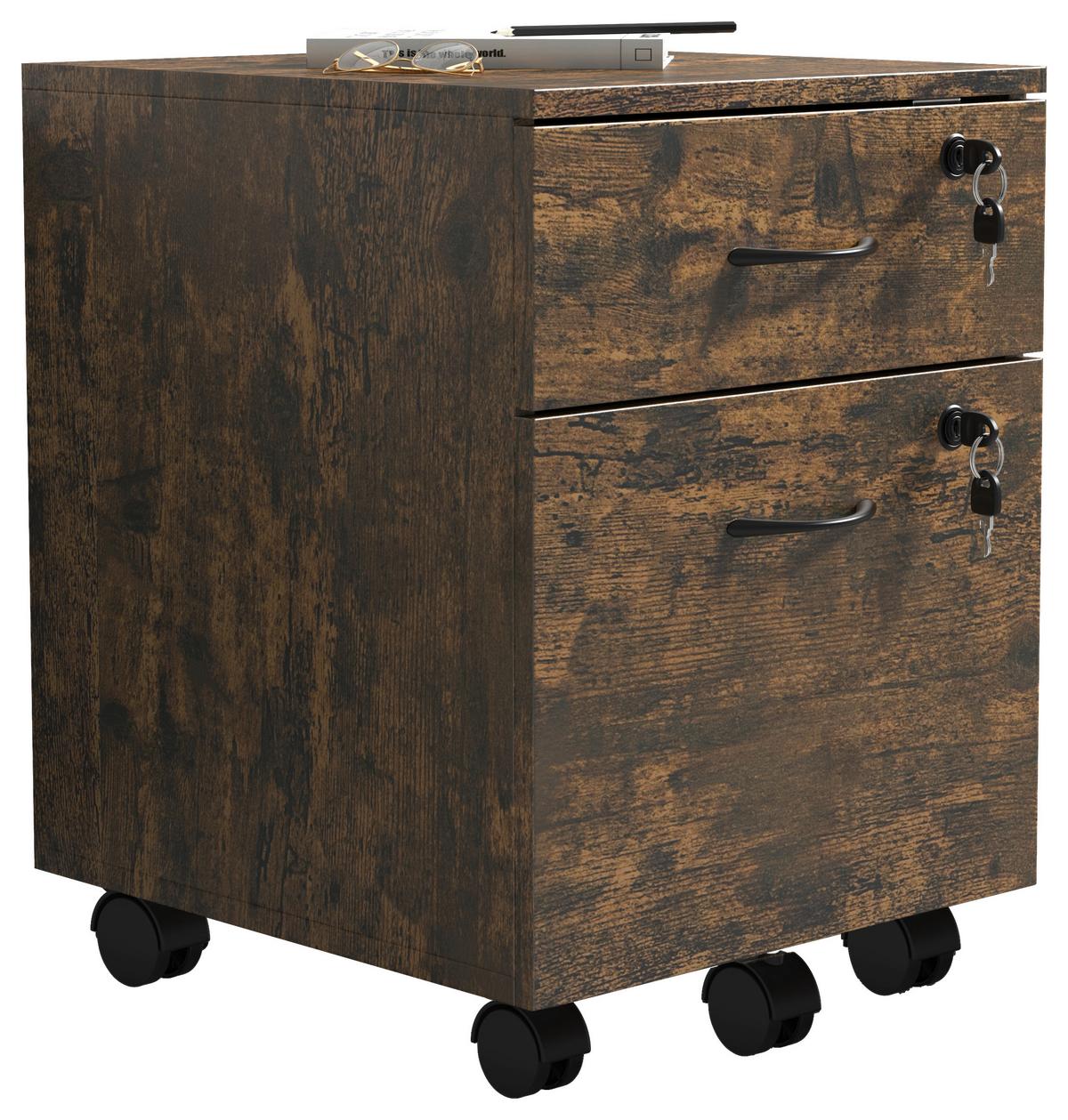 Rollcontainer Baula Eiche B: 40 cm - Eiche dunkel, Design, Holzwerkstoff/Kunststoff (40/54/44cm) - MID.YOU