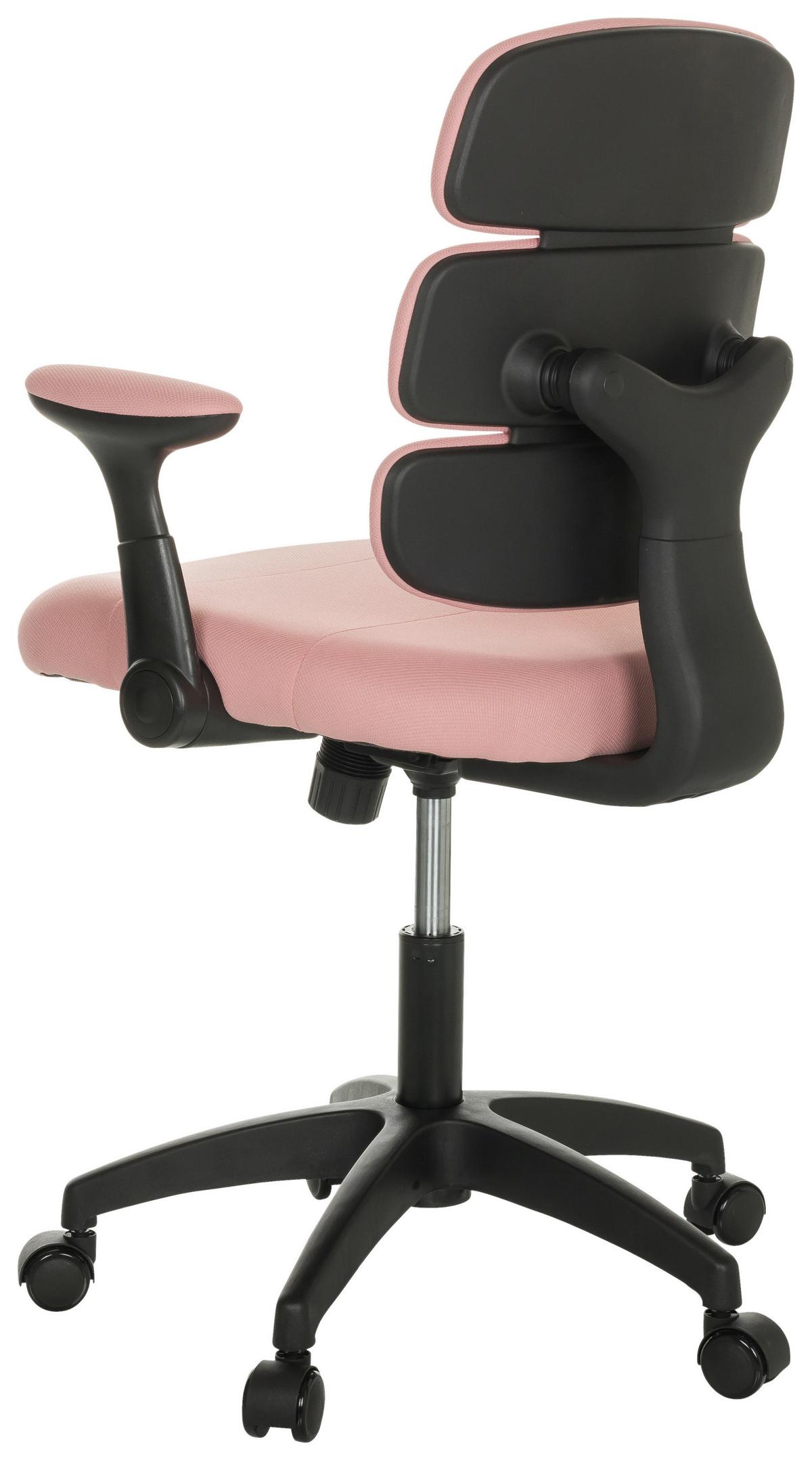 Jugenddrehstuhl Kid Ergolino B mit Armstützen Rosa Bis 100 Kg - Schwarz/Rosa, Basics, Kunststoff/Textil (62/86-97/62cm) - MID.YOU