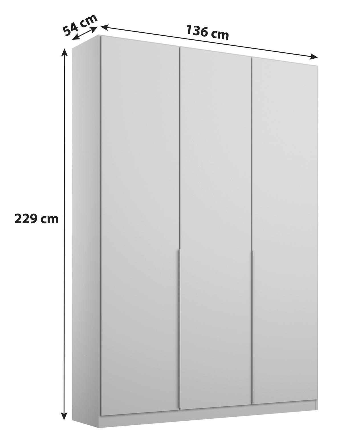 Drehtürenschrank 136 Cm Alabama, Seidengrau - Hellgrau, MODERN, Holzwerkstoff (136/229/54cm)