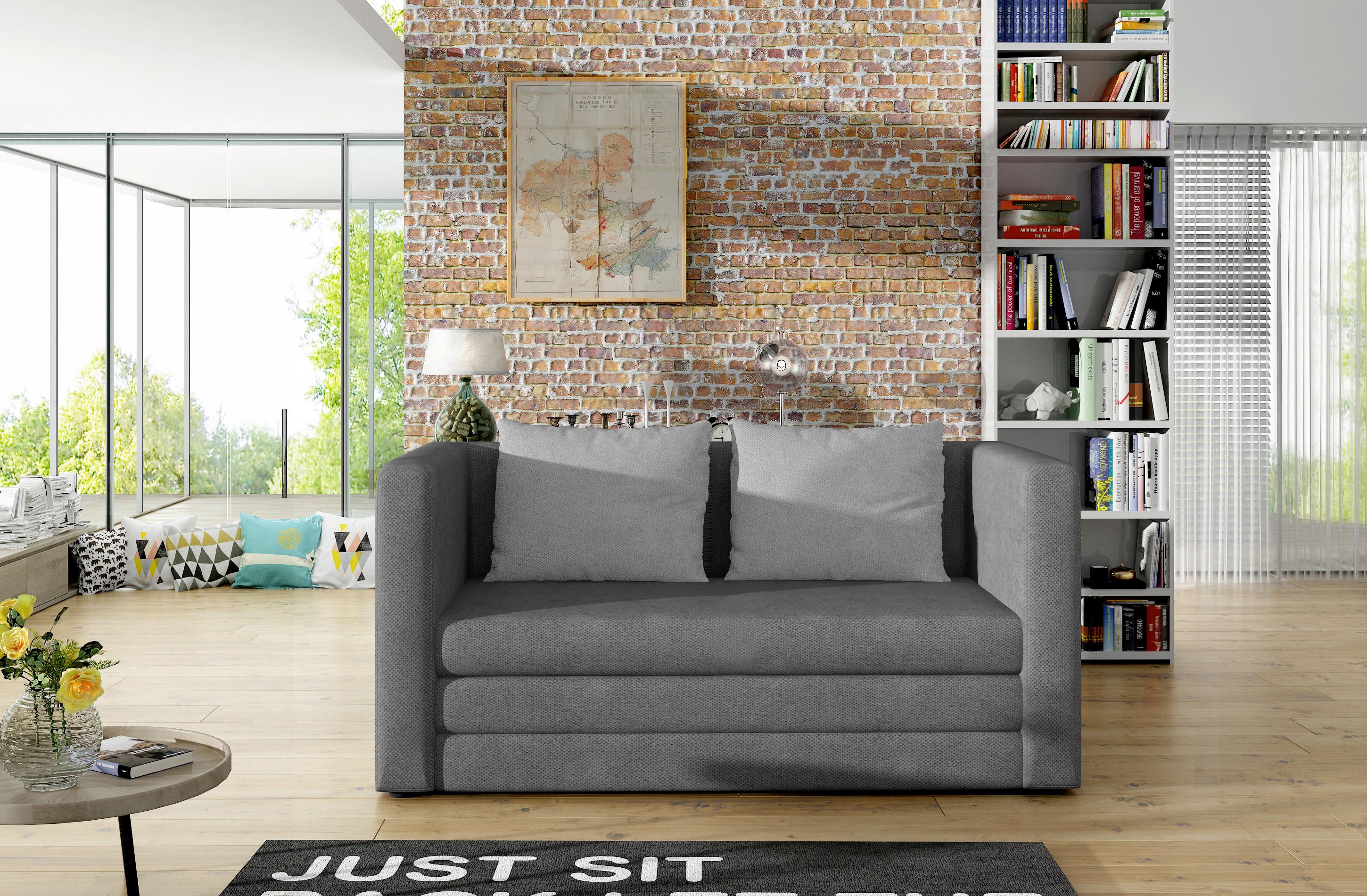 Schlafsofa Neva Grau/hellgrau B: 132 Cm - Hellgrau/Schwarz, Design, Textil (132/62/70cm) - MID.YOU