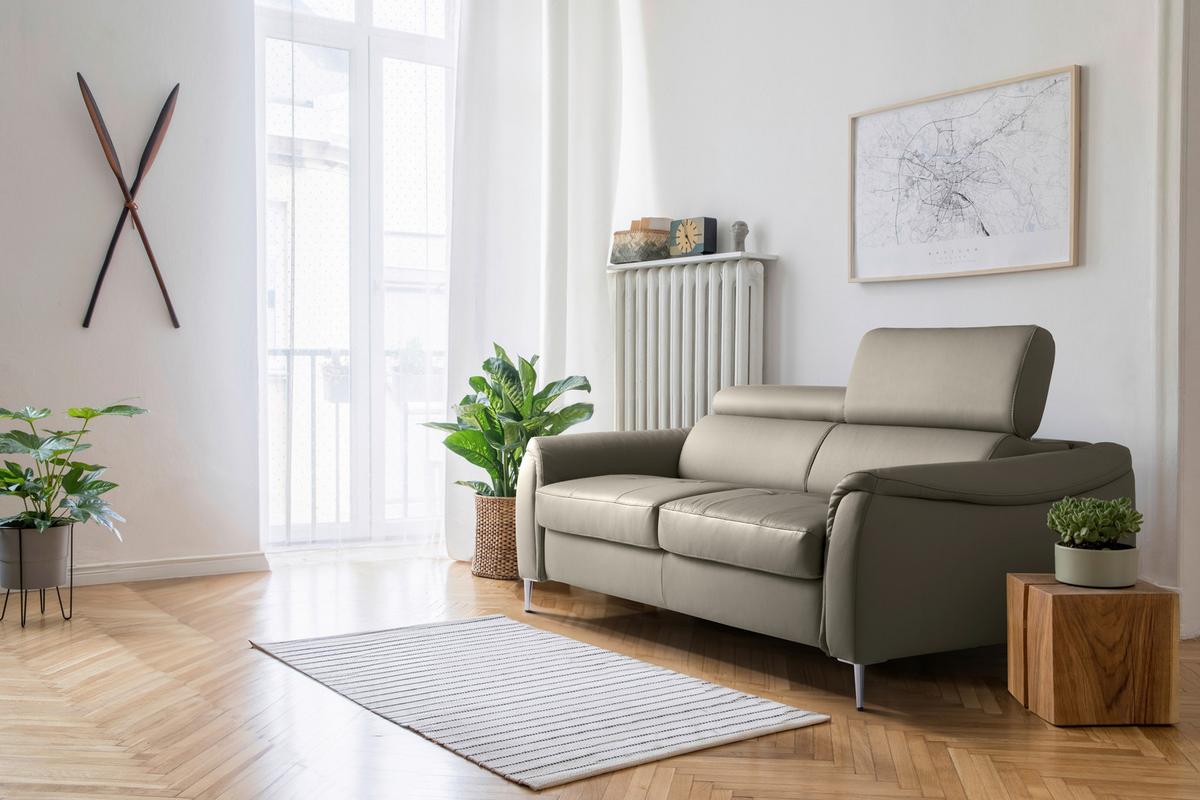 Schlafsofa Pafos Schlammfarben Lederlook, Rindsleder B: 203cm - Schlammfarben, Design, Leder/Textil (203/77-98/103cm) - MID.YOU
