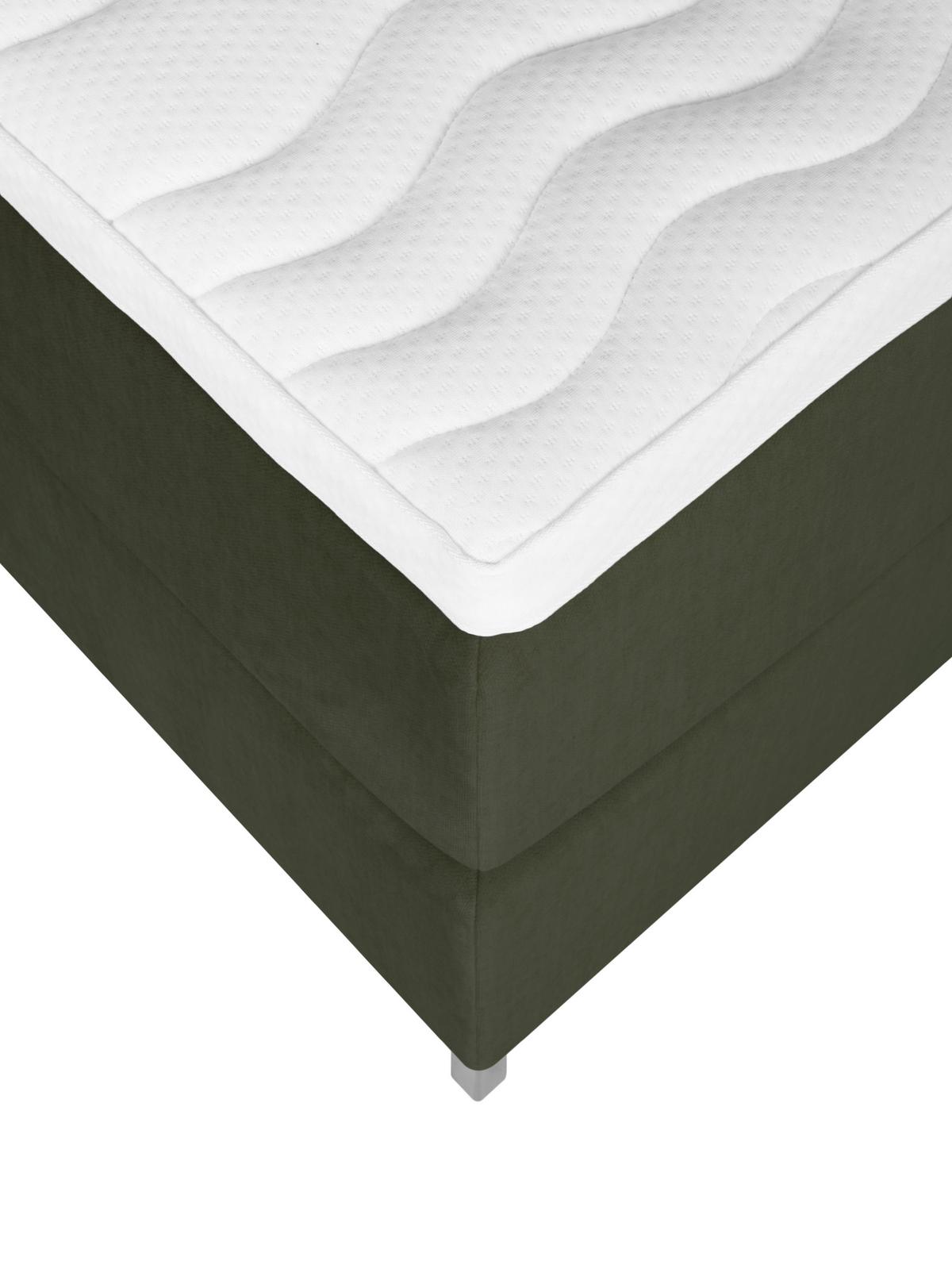 Boxspringbett Graz 160x200 cm D.grün inkl. Topper - Dunkelgrün/Alufarben, MODERN, Textil (160/200cm) - MID.YOU