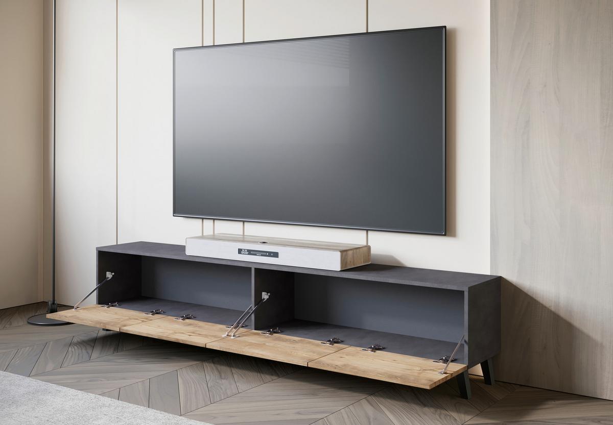 Lowboard Phuket 190 Anthrazit, Kastanie B: 190 Cm - Kastanieneichefarben/Anthrazit, Design, Holz/Holzwerkstoff (190/40/32cm) - Livetastic