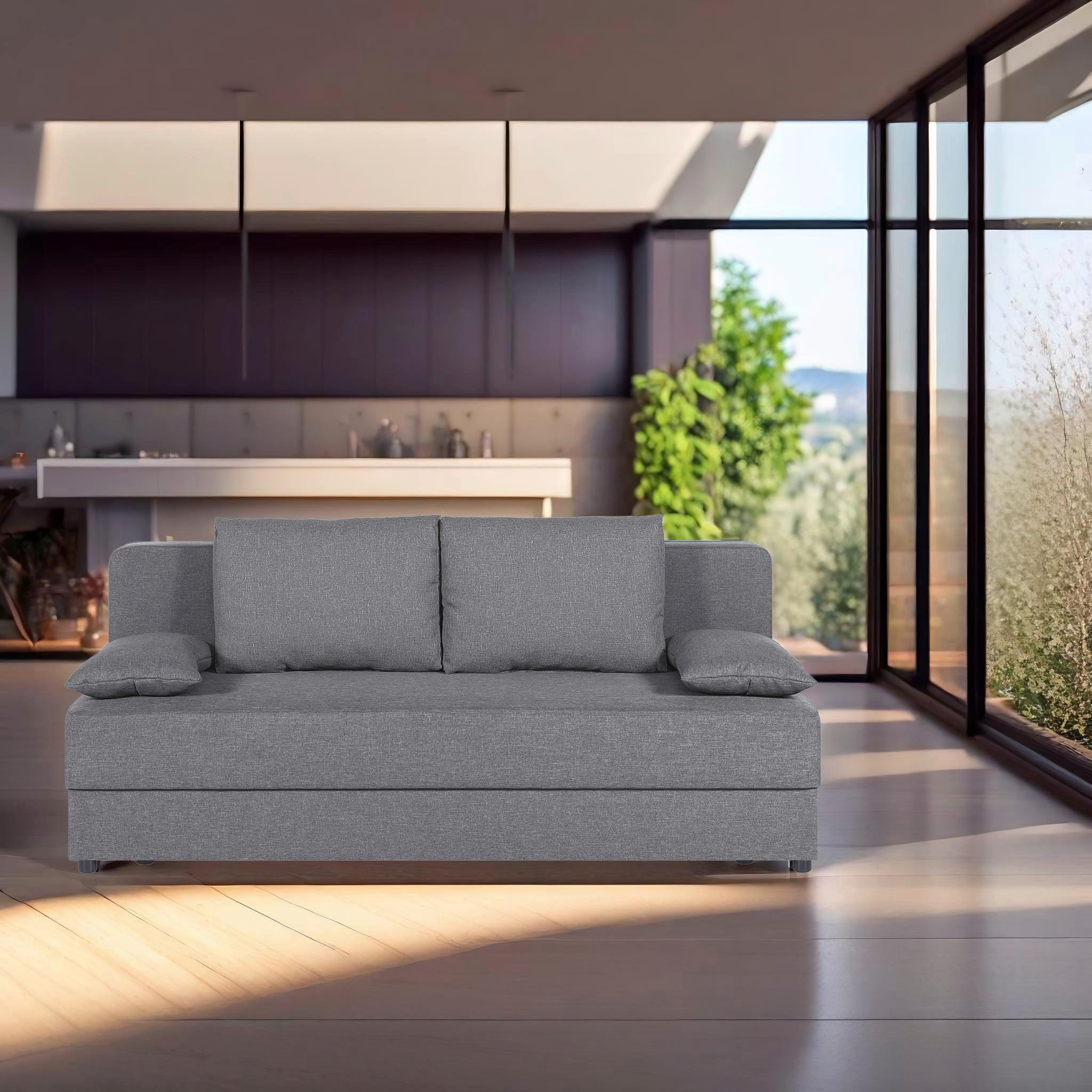 Schlafsofa Nele Silberfarben B: 193 cm - Silberfarben, Design, Holzwerkstoff/Textil (193/82/80cm) - P & B