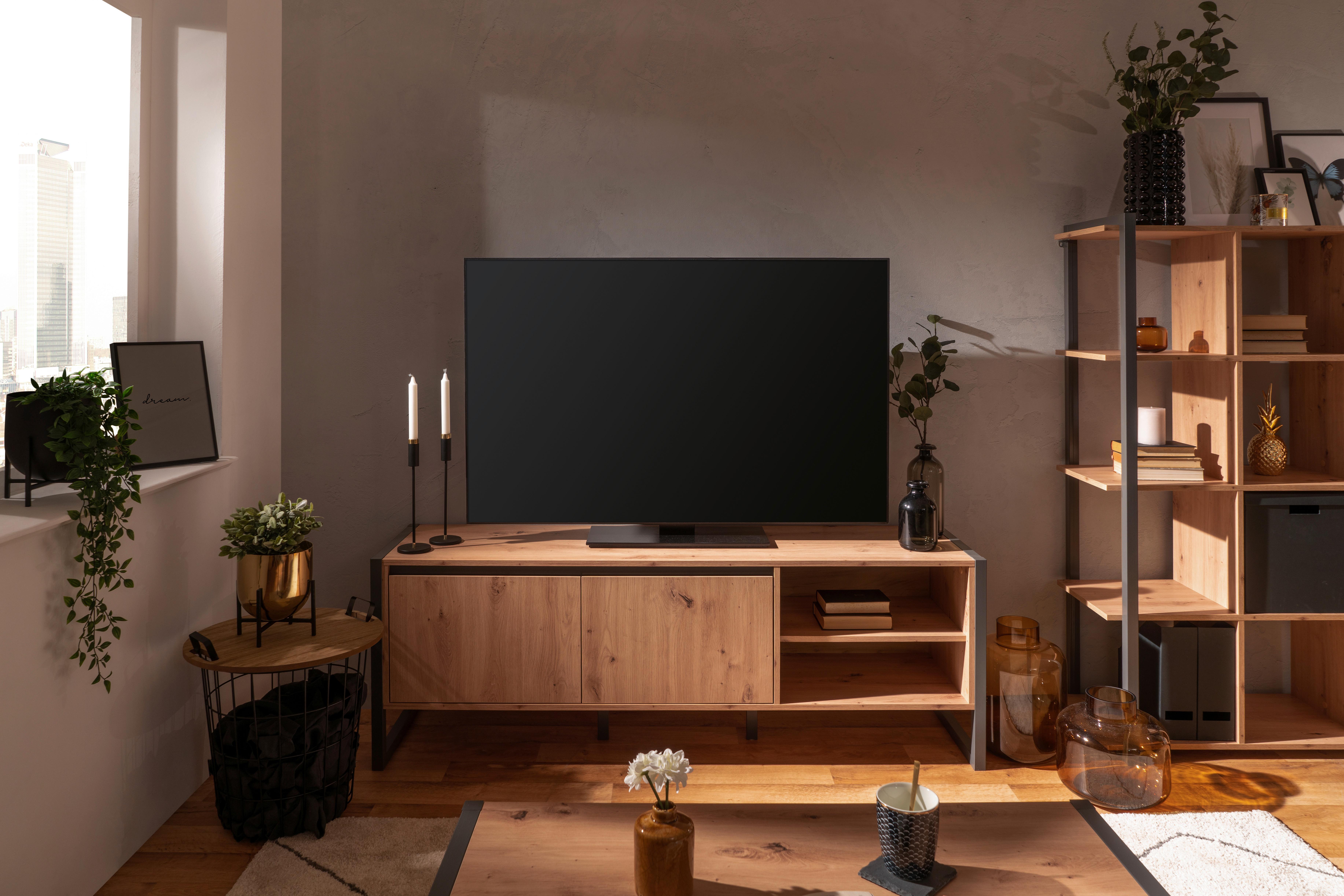 TV-Element Denver 160 cm Anthrazit/Eiche Dekor - Eichefarben/Anthrazit, MODERN, Holzwerkstoff (160/55/40cm) - MID.YOU