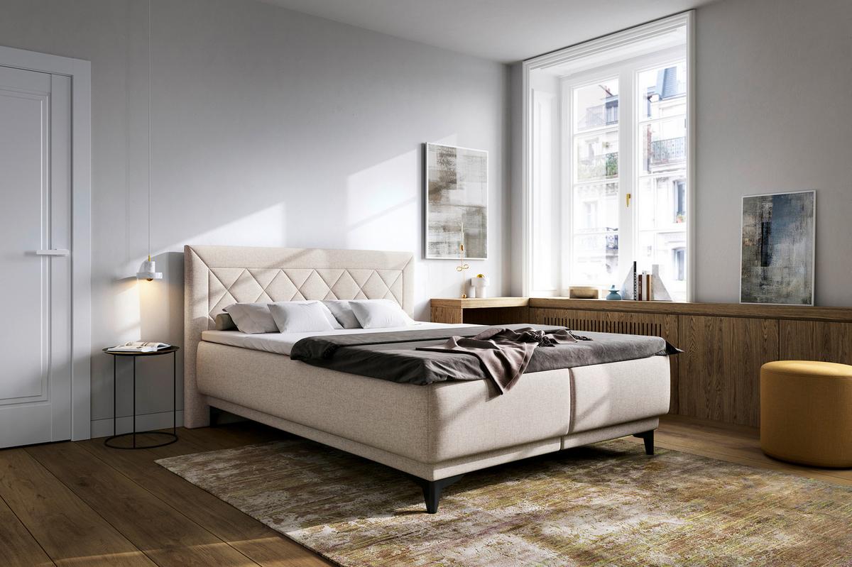 Kárpitozott Ágy Zalea 160/200 Cm - bézs, Basics, textil (160/200cm)