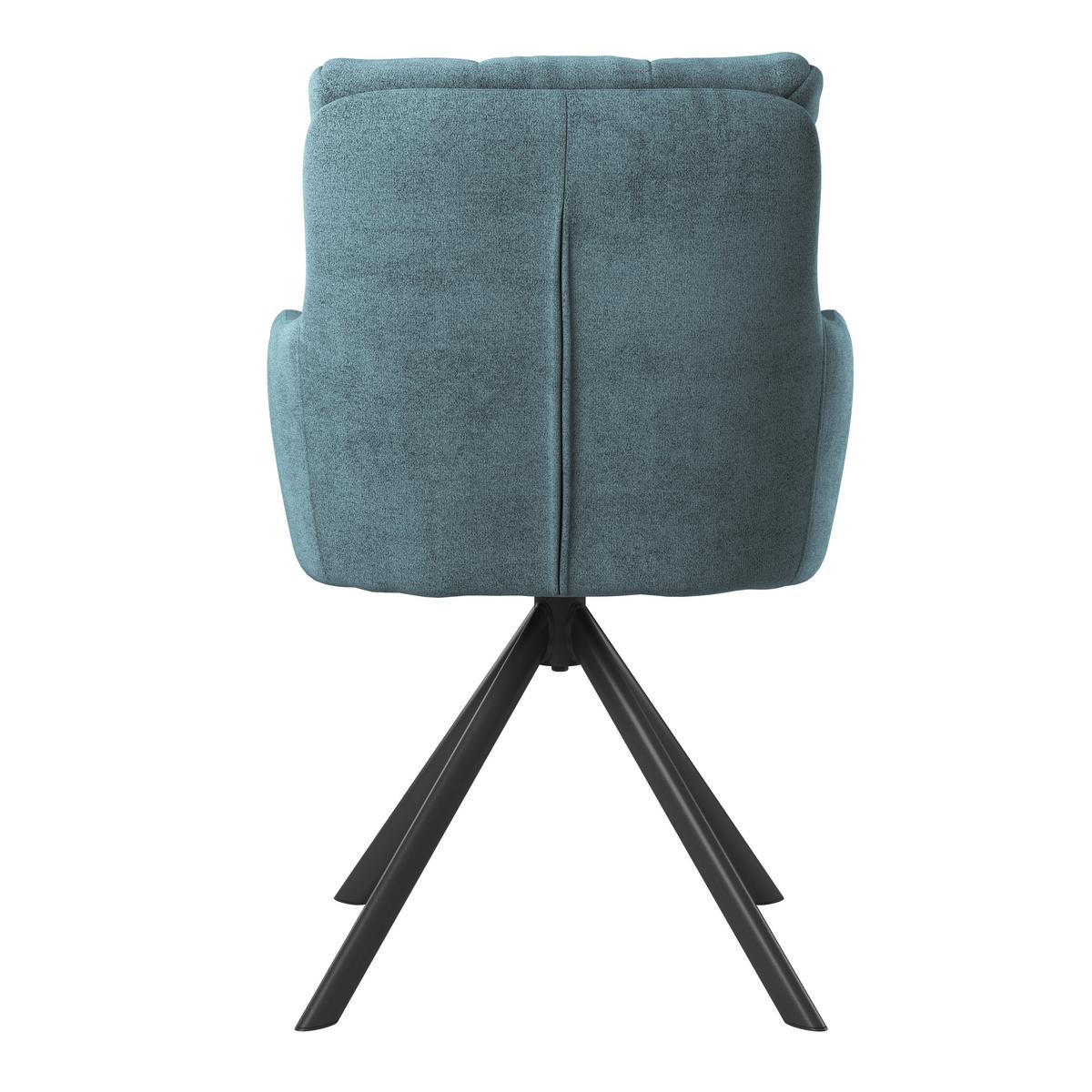 Armlehnstuhl Susan Blaugrün Schwarz/Sitzfläche 360°drehbar - Blau/Schwarz, KONVENTIONELL, Holz/Textil (59/90/66cm)