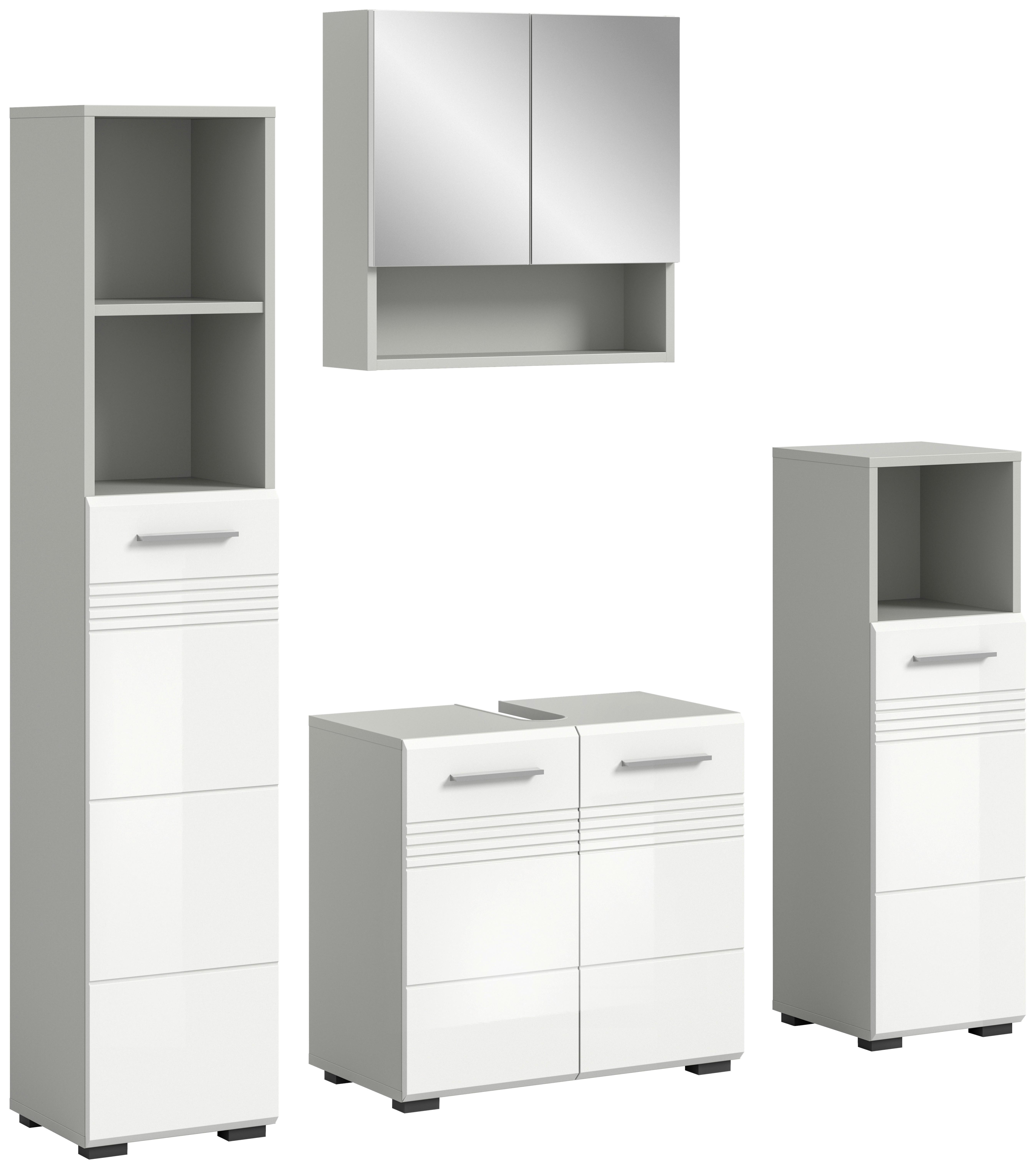 Badezimmer Copa Grau Weiß Hg B: 120 cm - Weiß Hochglanz/Schwarz, MODERN, Holzwerkstoff (120cm) - MID.YOU