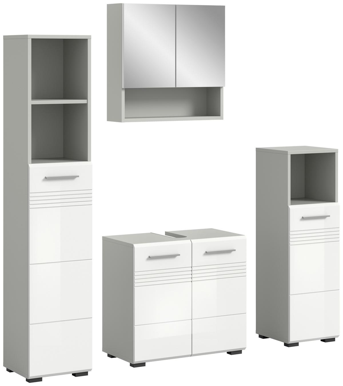 Badezimmer Copa Grau Weiß Hg B: 120 cm - Weiß Hochglanz/Schwarz, MODERN, Holzwerkstoff (120cm) - MID.YOU