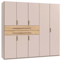 Šatní skříň LUMIO, šířka 225 cm - kašmírová/dub artisan, Konvenční, kompozitní dřevo (225/208/58cm) - Modern Living