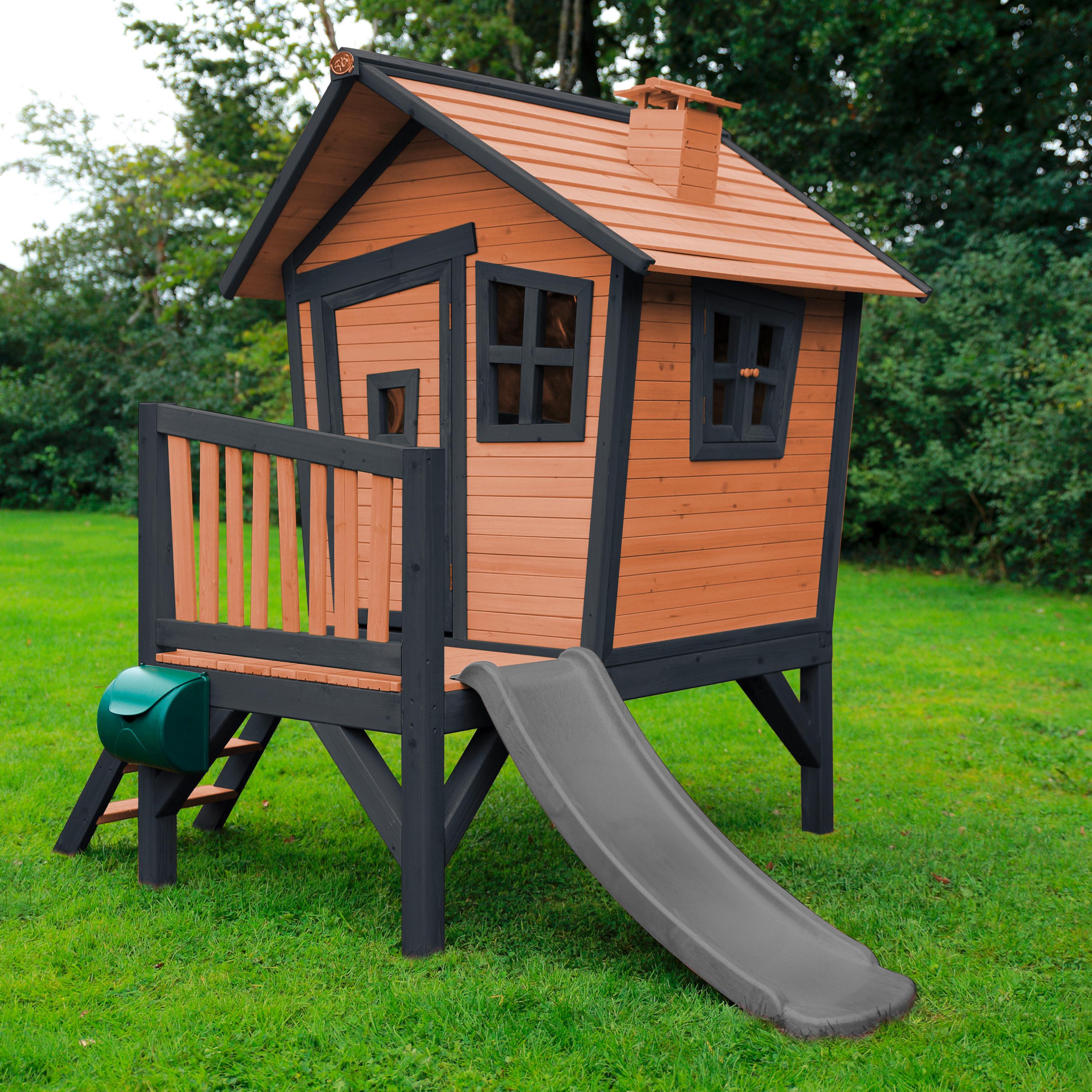 Spielhaus Natur7grau L: 177 B: 264 H: 203 - Anthrazit/Braun, LIFESTYLE, Holz/Kunststoff (177/264/203cm)