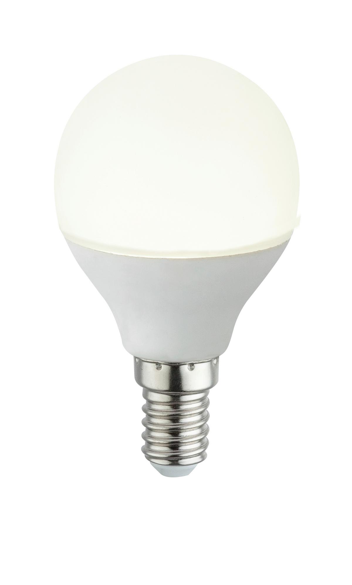 LED žiarovka E14, 4,9W, 230V - opálová, plast (4,5/7,9cm)