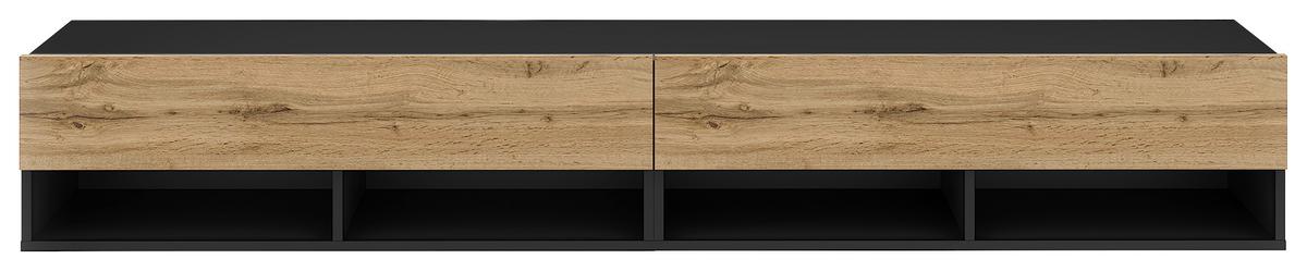 Lowboard Derby 200 - Eiche Wotan/Schwarz, Design, Holzwerkstoff (200/31,5/32,5cm) - Livetastic