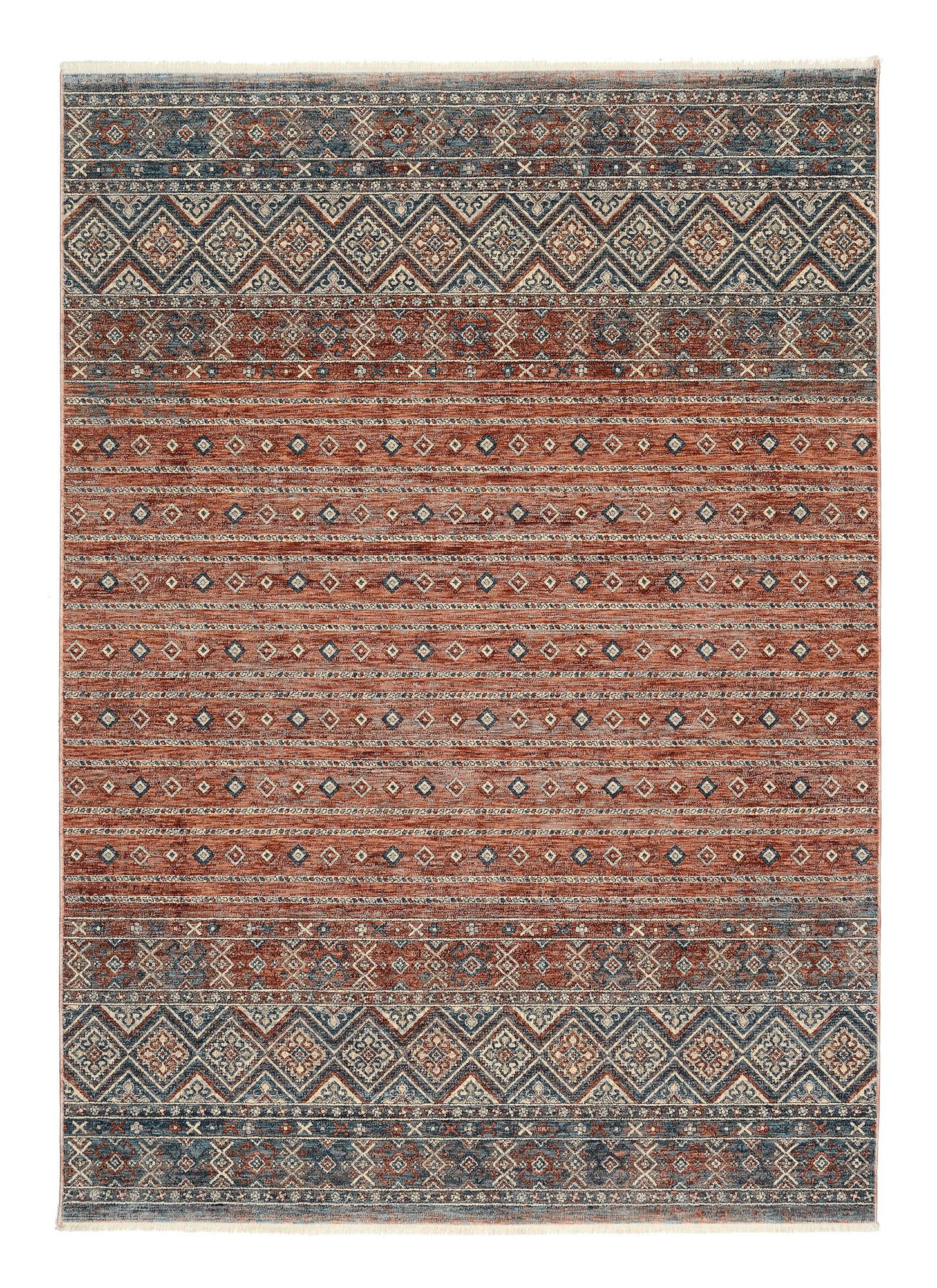 WEBTEPPICH KORSIKA - Blau/Terracotta, Design, Textil (80/150cm) - Novel