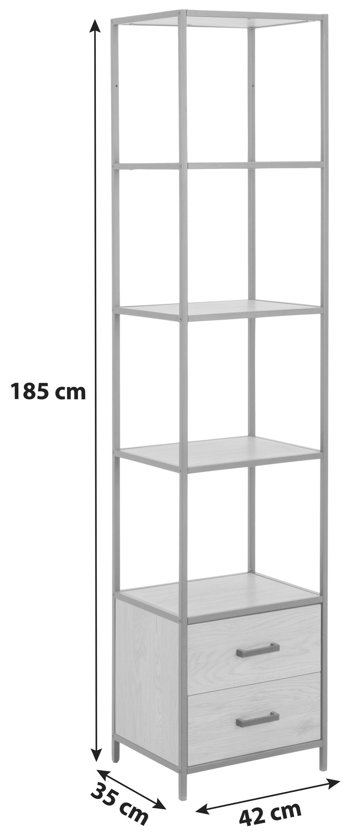 Regal Seaford Mit Laden Seaford B: 42 Cm Wildeiche - Wildeiche/Schwarz, Trend, Holzwerkstoff/Metall (42/185/35cm) - MID.YOU