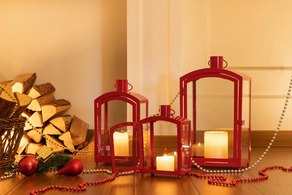 Laterne Sandra - Rot, KONVENTIONELL, Glas/Metall (19/15/35cm) - Luca Bessoni